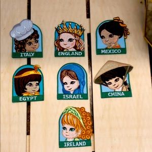NWOT Set of 7 girls of different countries patches